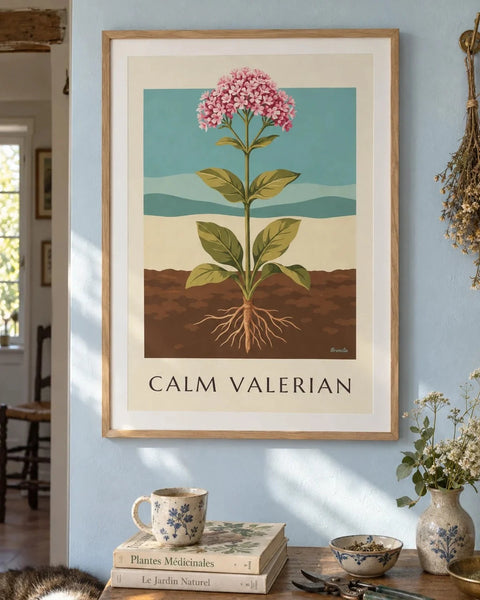 Botanical posters: collection poster framed in an interior