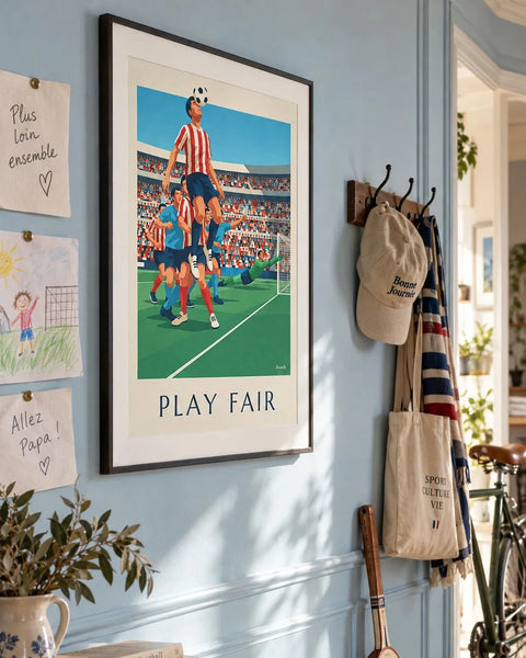 Sports posters: collection poster framed in a home interior
