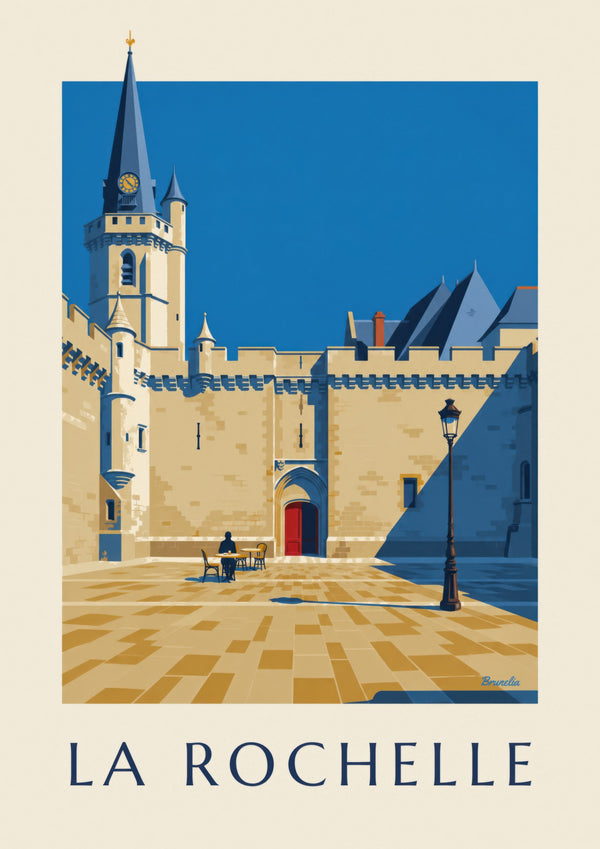 Poster van het gotische stadhuis van La Rochelle