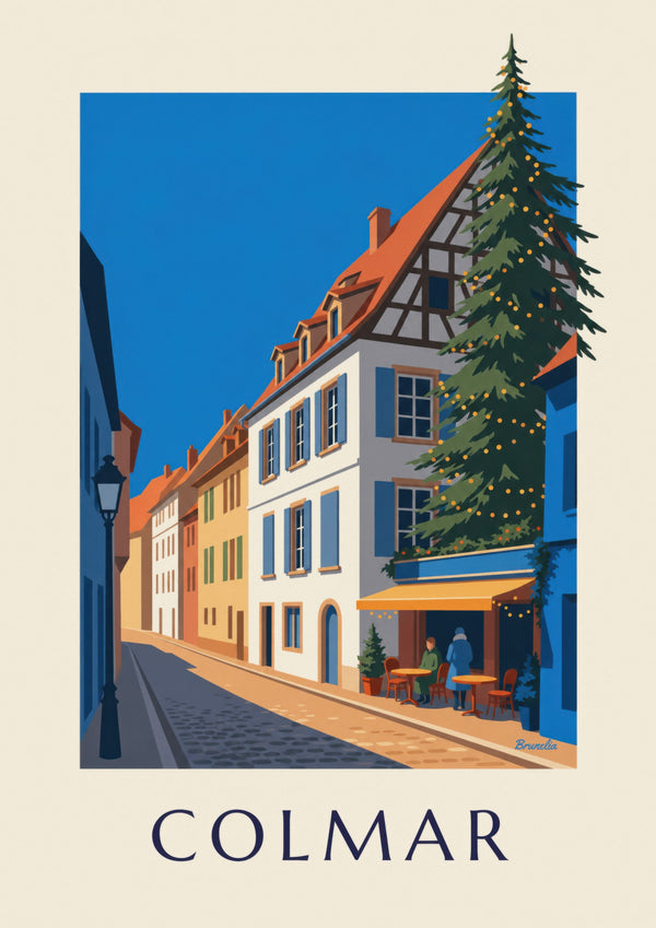 Poster van Colmar in kerstsfeer, de wijk La Poissonnerie