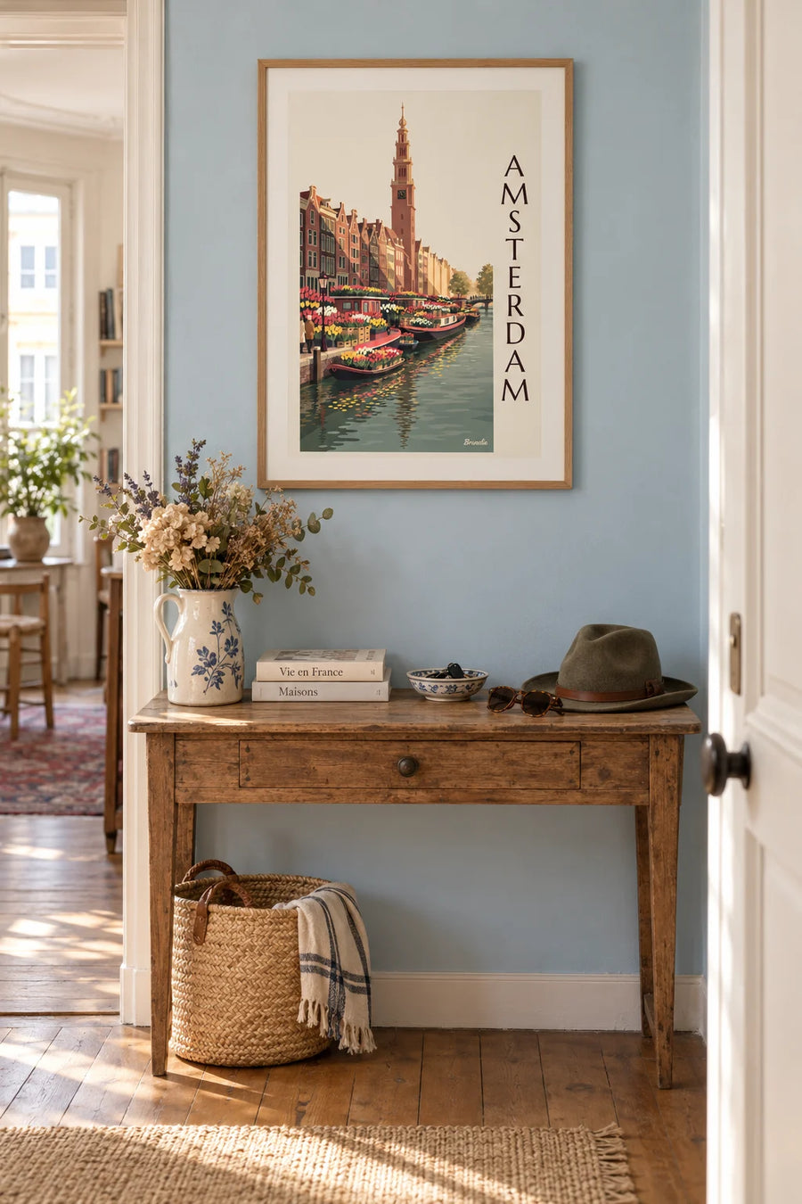Affiche marché aux fleurs du Singel à Amsterdam : encadrée au mur