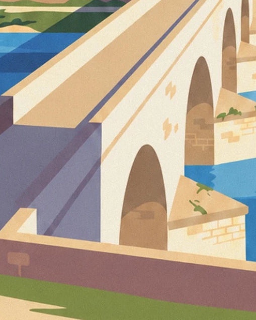 Les arches claires du pont Saint-Bénézet et leurs piles baignées par le Rhône