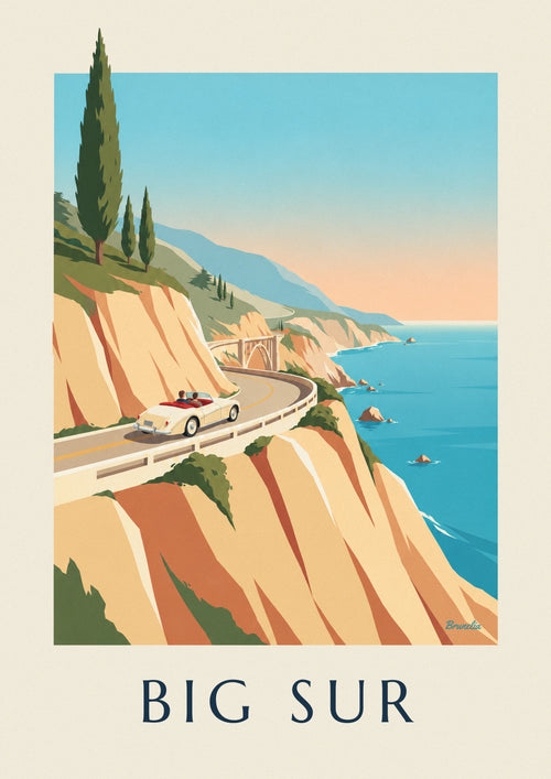 Poster of a convertible on the Big Sur road in California: the full poster