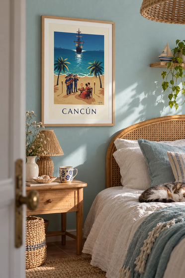 Poster Cancún, wit zandstrand en onderwaterwereld van de Caraïben: ingelijst aan de muur
