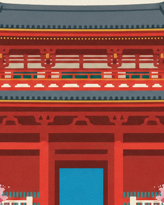 La façade vermillon du Kiyomizu-dera, ses poutres rouges et ses toitures grises