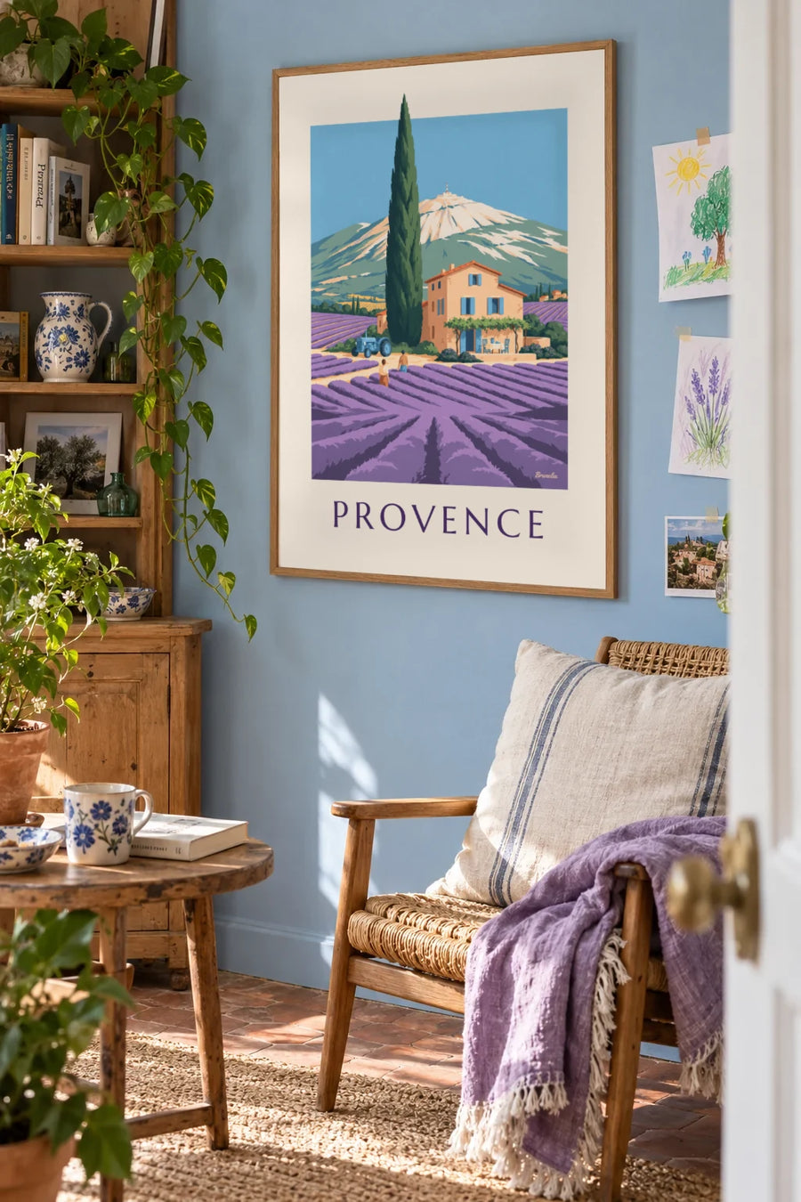 Poster Provençaalse mas tussen de lavendelvelden: ingelijst aan de muur