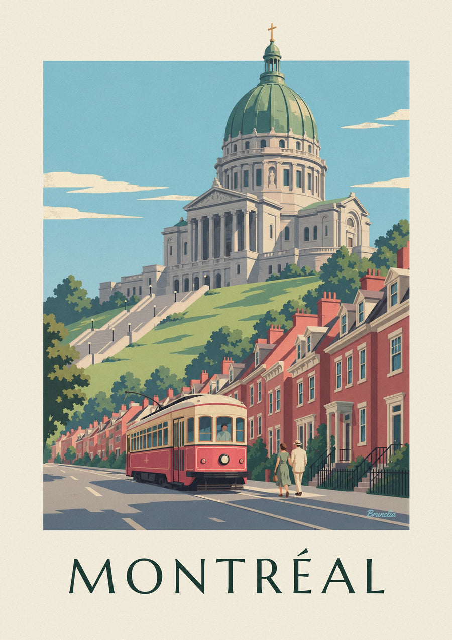 Poster rode tram op weg naar het Saint-Joseph-oratorium