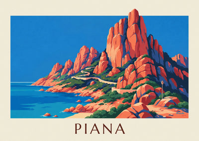 Affiche calanques de Piana en Corse au-dessus du golfe de Porto : l'affiche entière