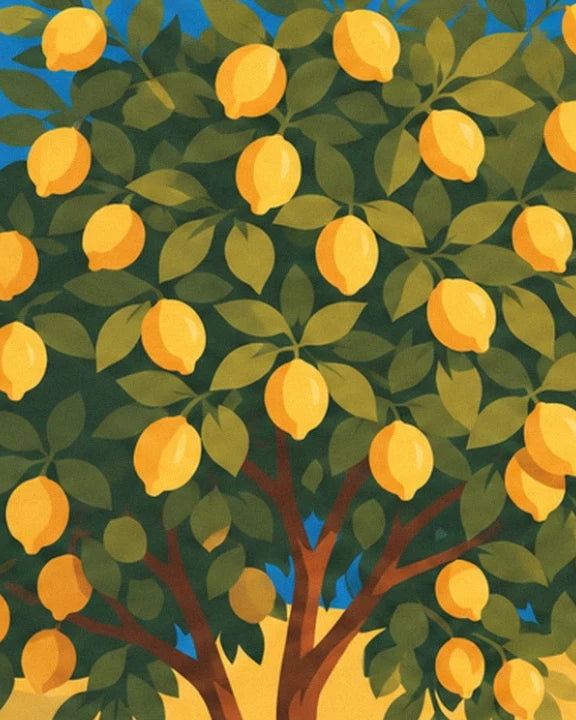 Les citrons jaunes parmi les feuilles vertes et les branches brunes du citronnier