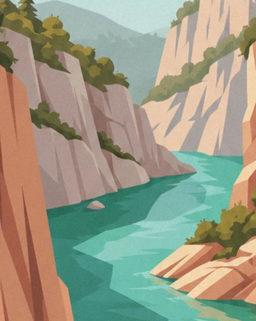 The turquoise Fier winding between pale cliffs edged with greenery