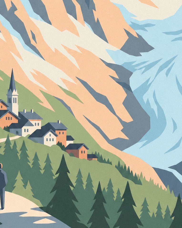 Poster Mont Blanc-massief gezien vanuit Chamonix: detail in close-up