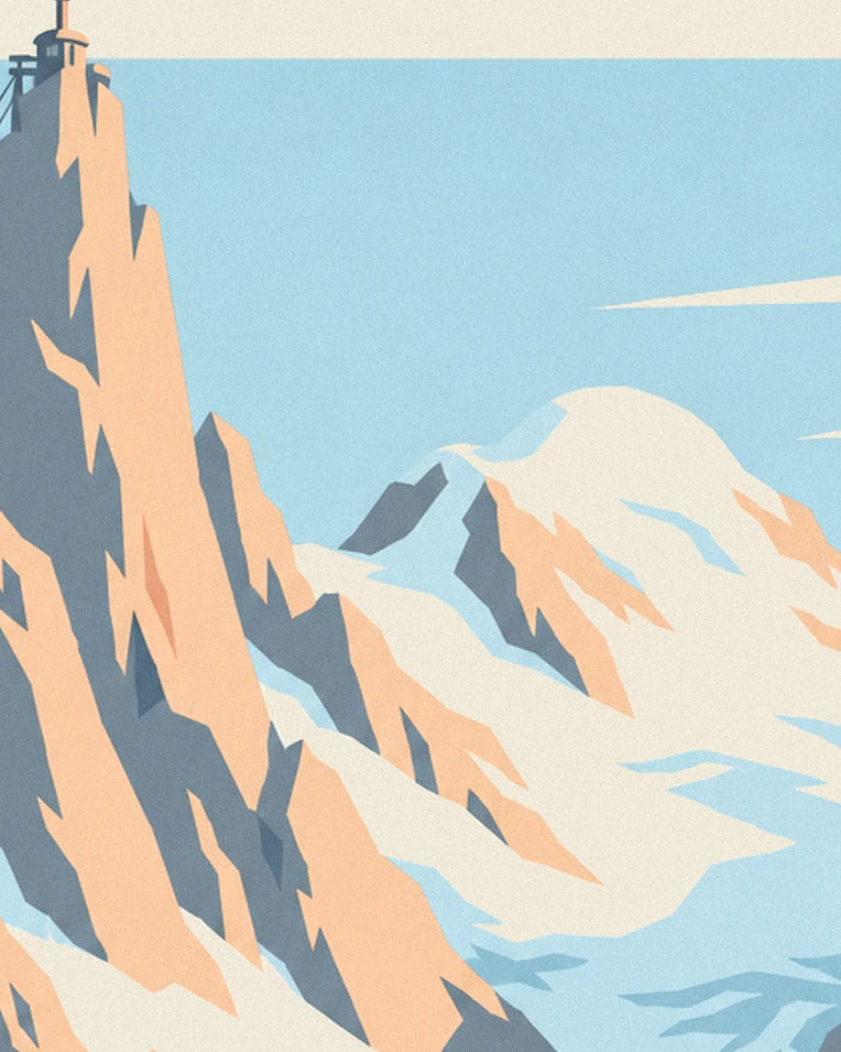 Poster Mont Blanc-massief gezien vanuit Chamonix: detail in close-up