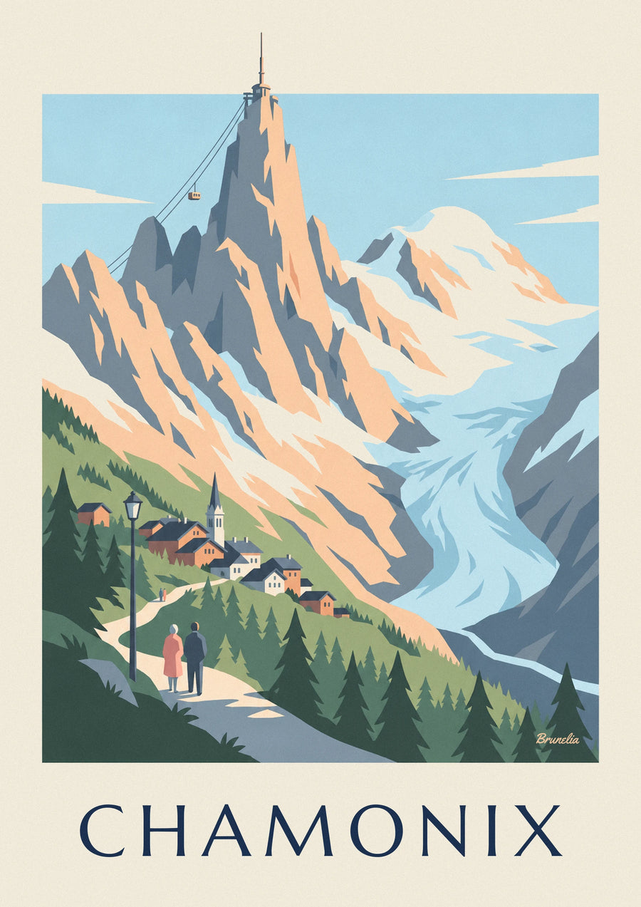 Poster Mont Blanc-massief gezien vanuit Chamonix