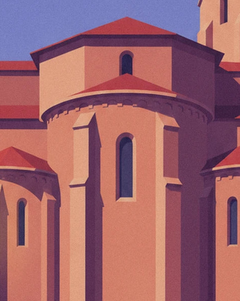 L’abside arrondie de Saint-Sernin, ses fenêtres étroites et ses toits rouges