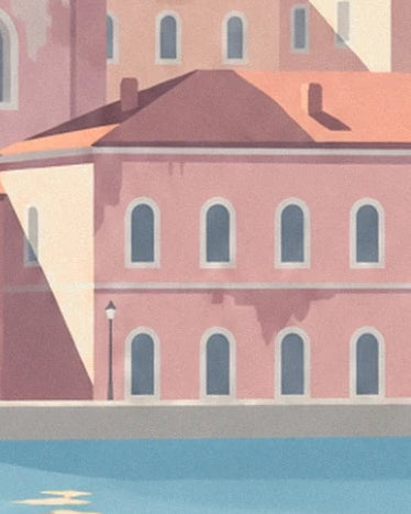 The arched windows of the pink façades and the orange roofs beside the Garonne
