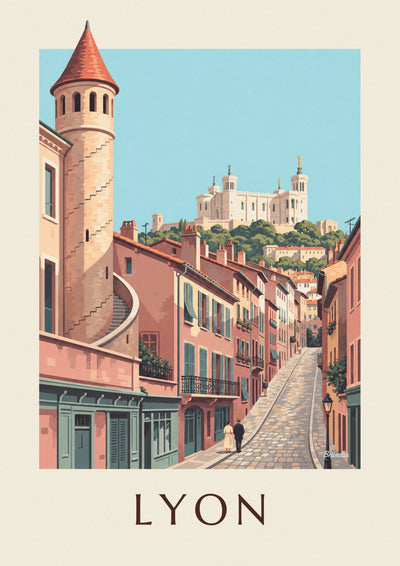 Poster renaissancegevels van Vieux Lyon en Fourvière: de hele poster