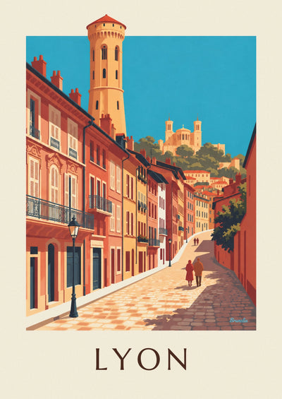 Affiche façades Renaissance du Vieux Lyon et Fourvière : l'affiche entière