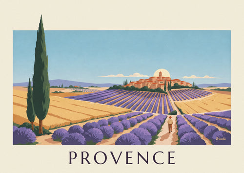 Provençal landscape with geometric shapes poster: the full poster