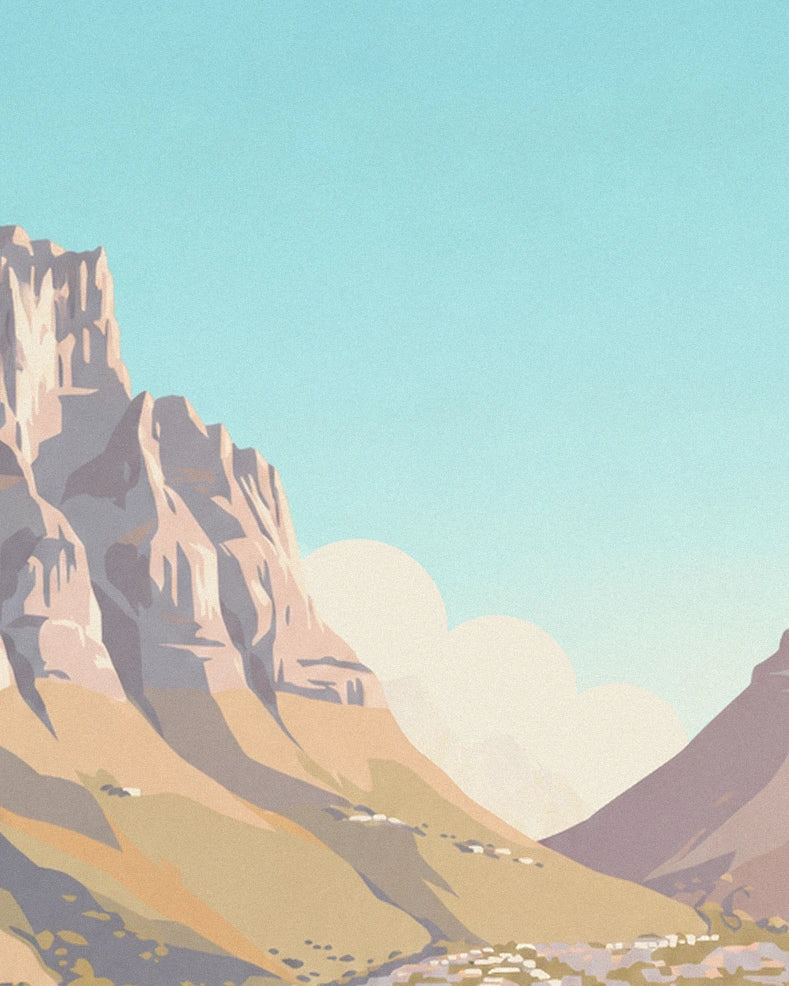Poster Tafelberg en Lion's Head in Kaapstad: detail in close-up