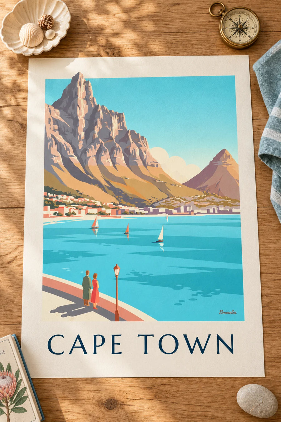Affiche montagne de la Table et Lion's Head au Cap : posée sur une table