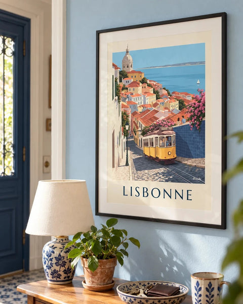 Affiches Lisbonne : affiche de la collection encadrée dans un intérieur