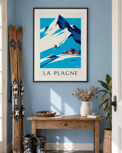 Ski posters: collection poster framed in an interior