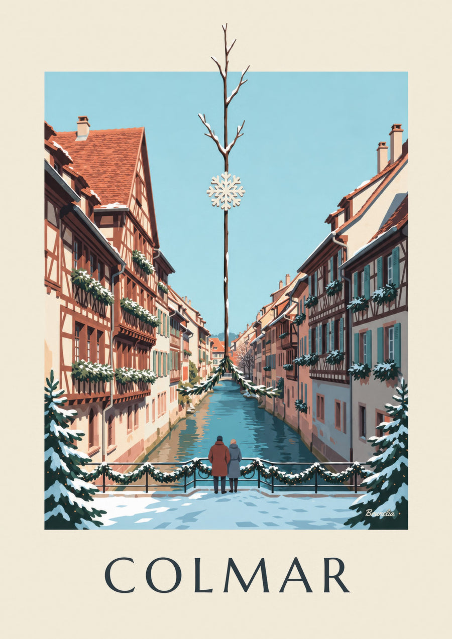 Poster Klein Venetië in Colmar met Kerstmis