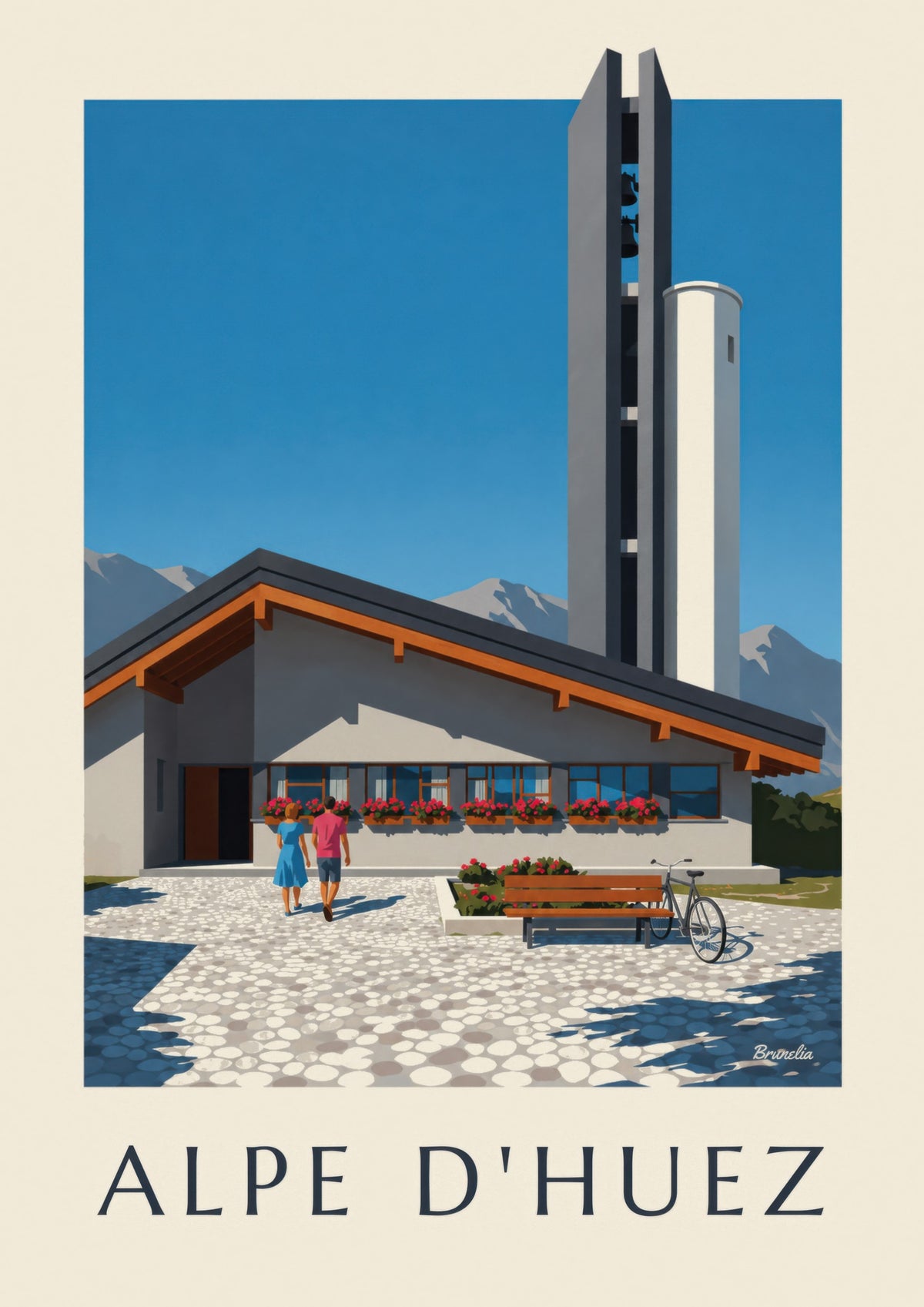 Poster kerk Notre-Dame-des-Neiges Alpe d'Huez