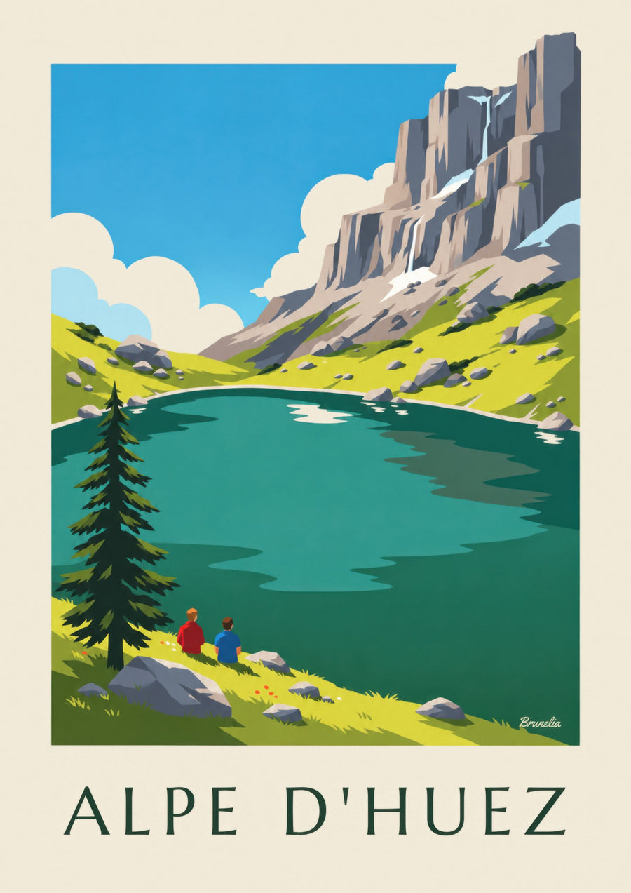 Poster Lac Besson bij Alpe d'Huez in de zomer