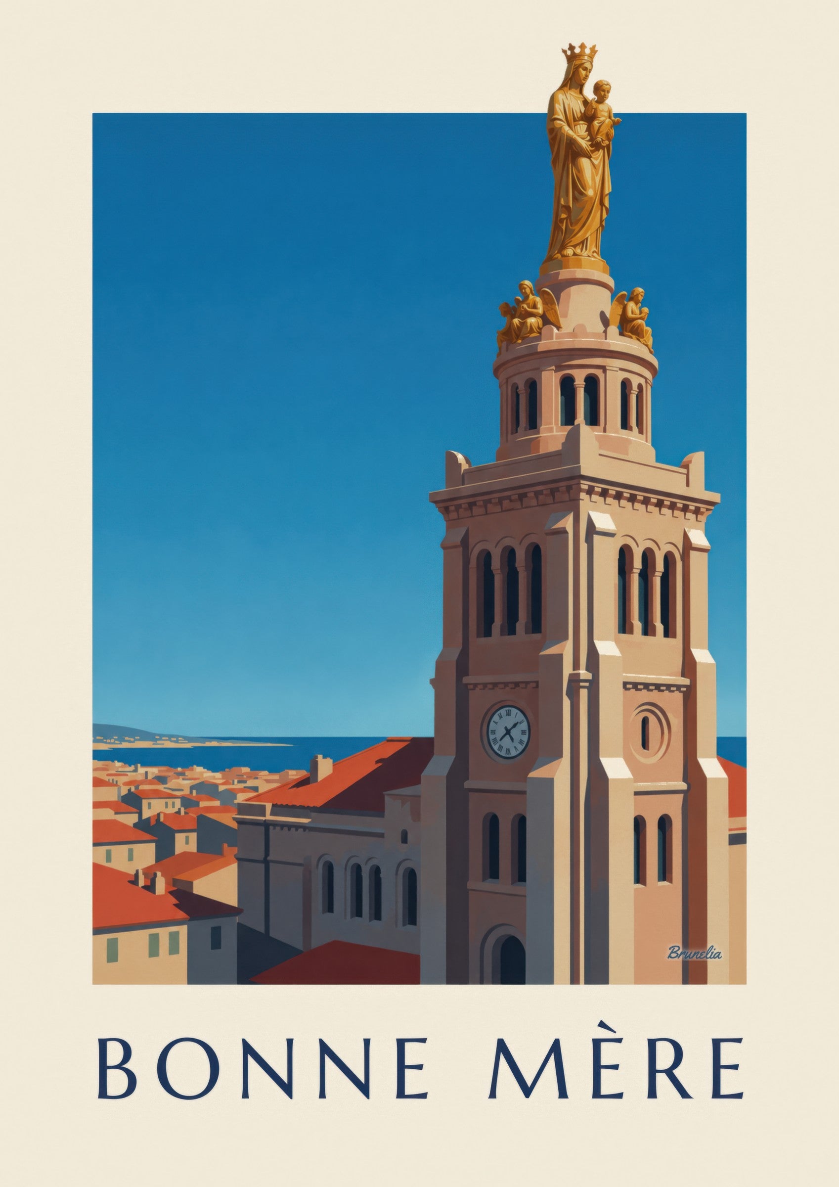 Affiche Bonne Mère dorée à Marseille: detail in close-up