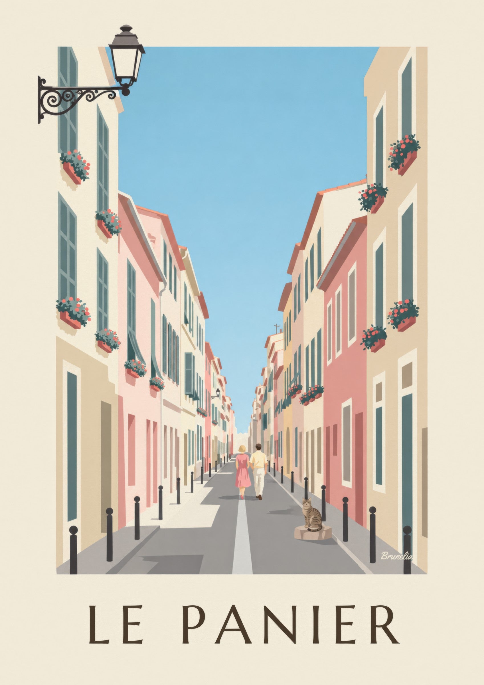 Affiche rue du Petit-Puits au Panier à Marseille: detail in close-up