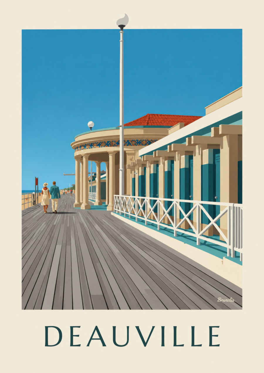Affiche Deauville les Planches et les Bains pompéiens