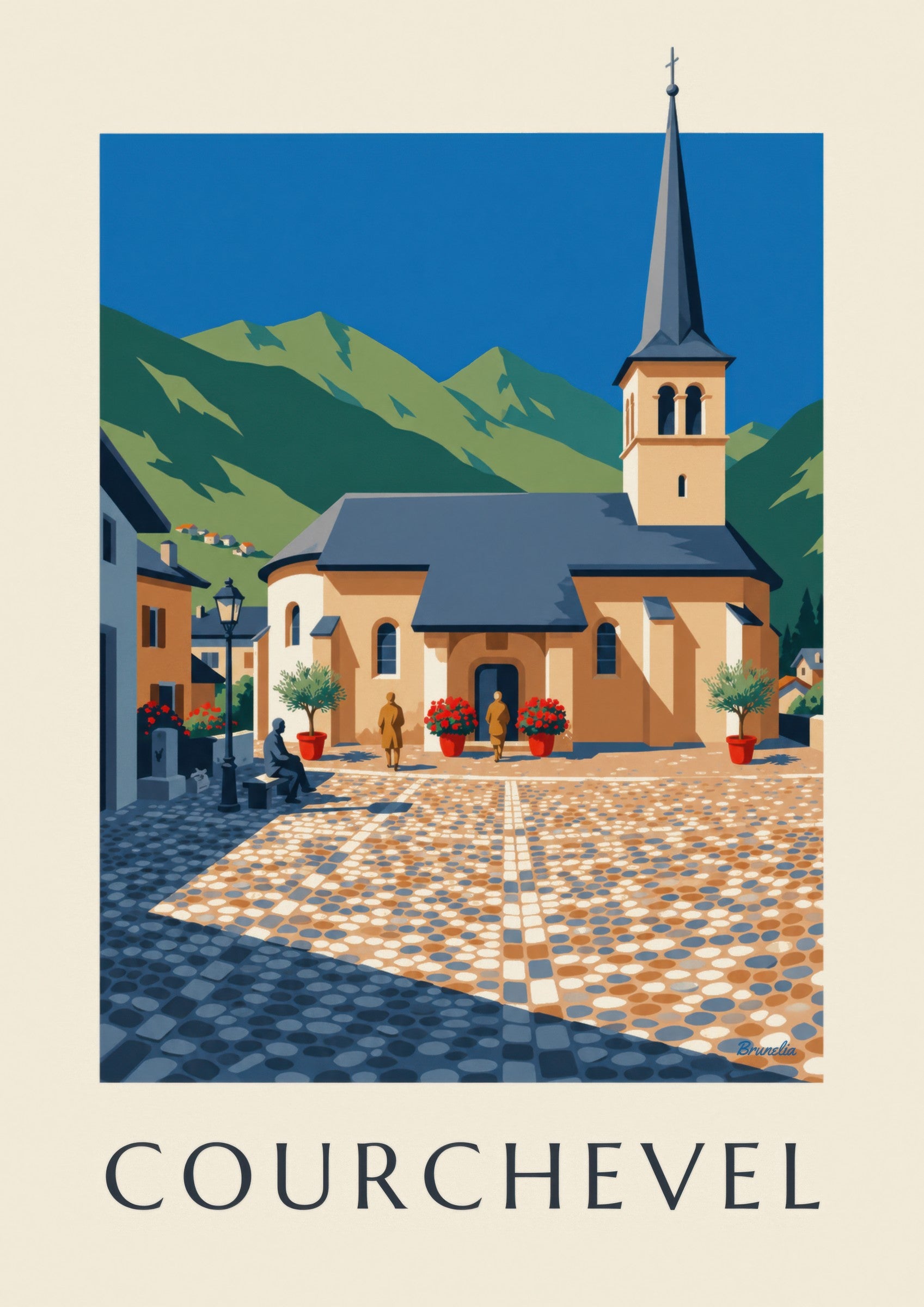 Affiche Courchevel, église de Saint-Bon: detail in close-up