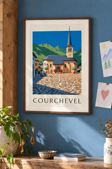 Affiche Courchevel, église de Saint-Bon : encadrée au mur