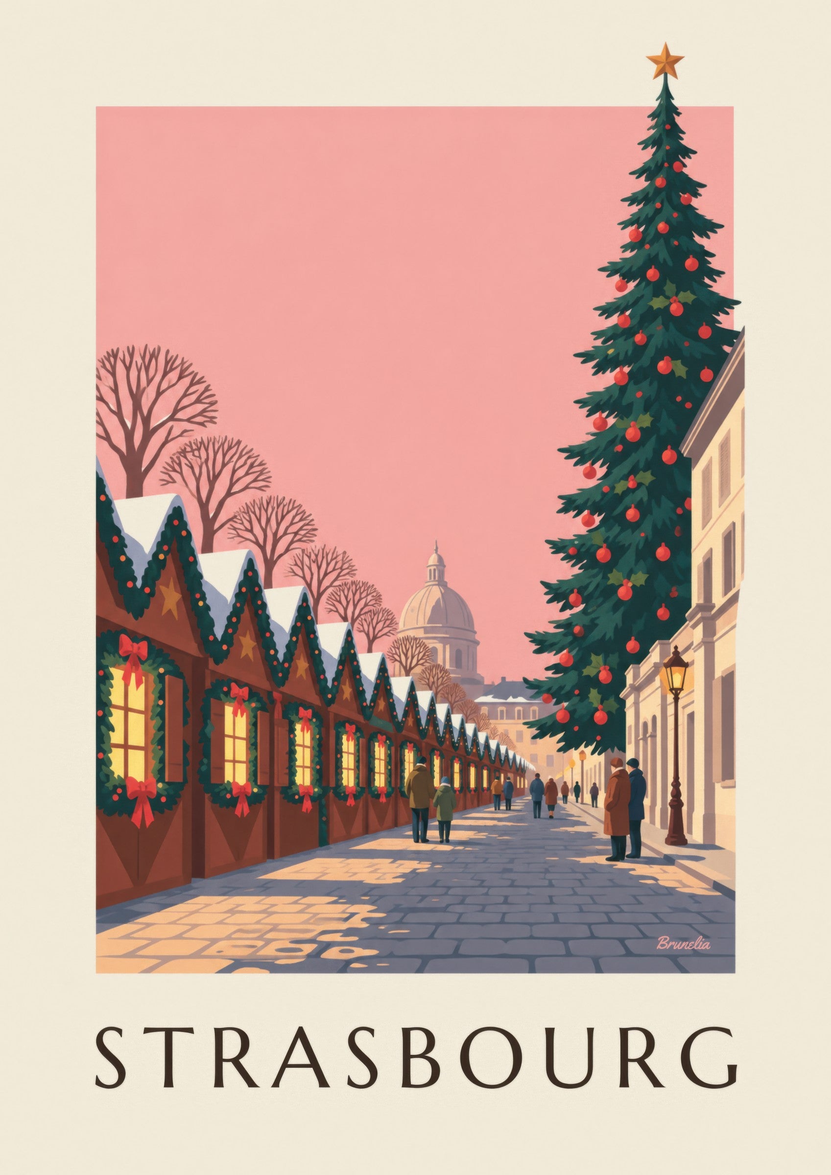Poster kerstmarkt in Straatsburg, Place Broglie: detail in close-up