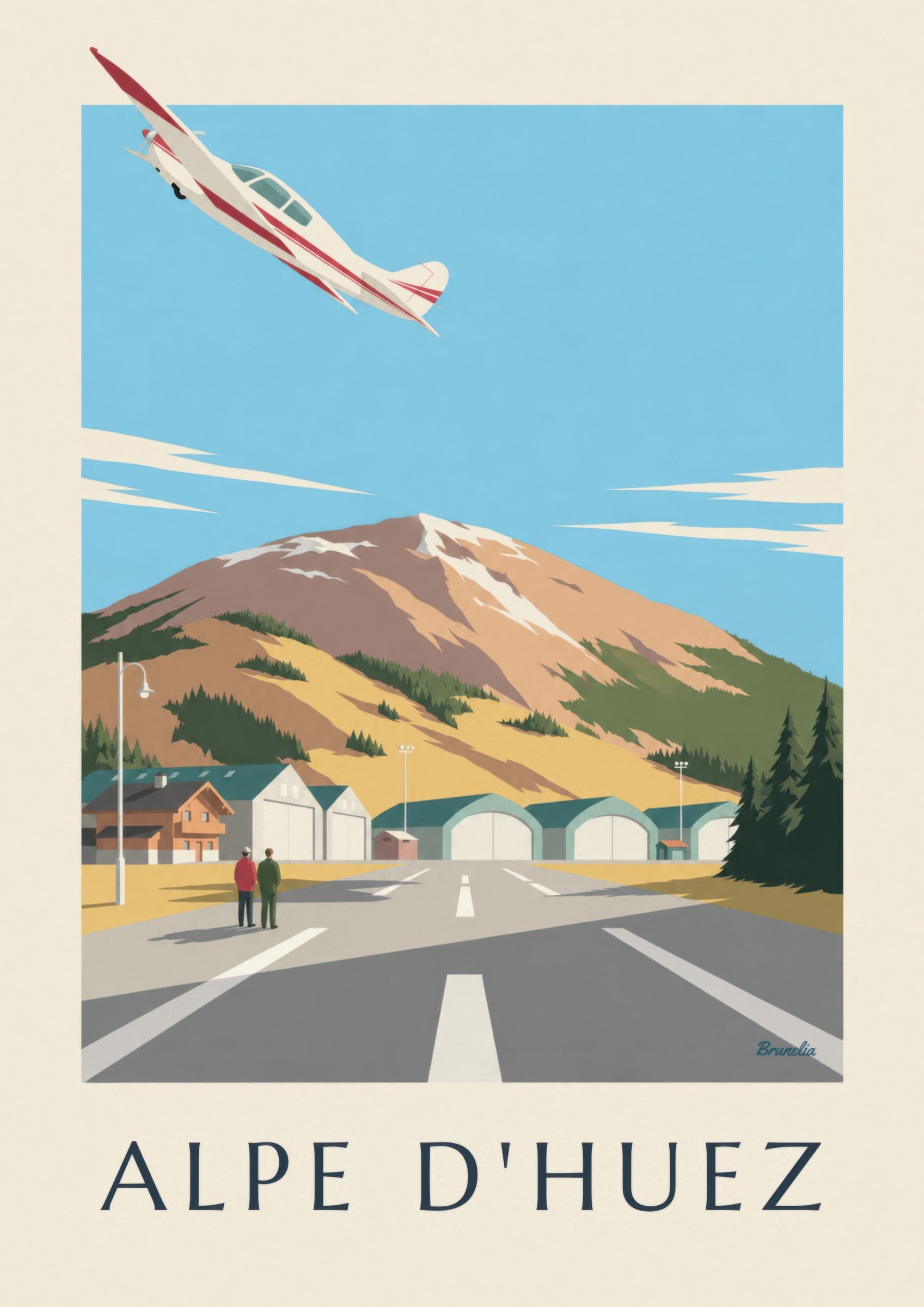 Poster vliegveld van Alpe d'Huez: detail in close-up