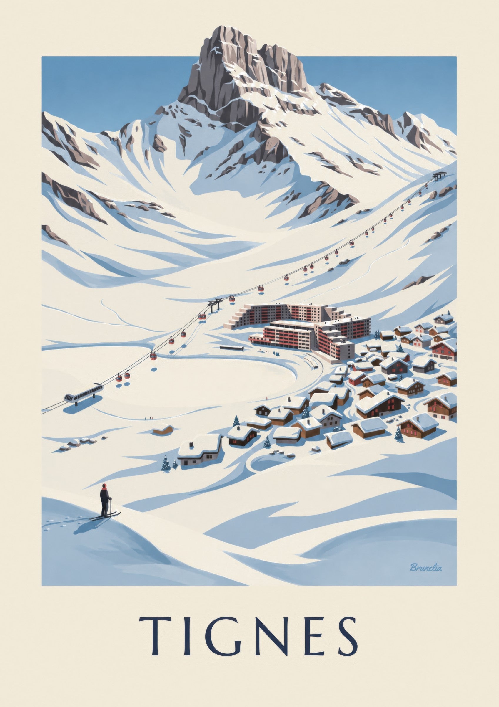 Poster Tignes-Le Lac onder de sneeuw: detail in close-up
