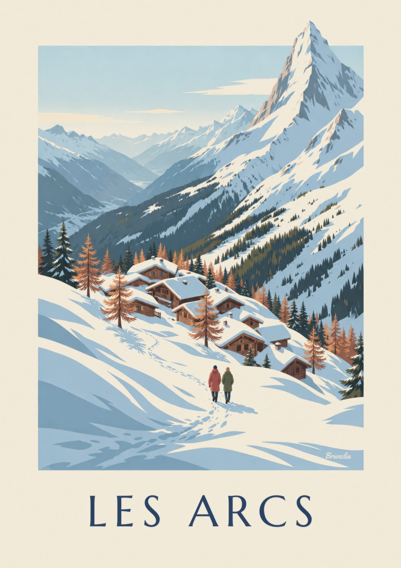 Poster Les Arcs, panorama over de Tarentaise: detail in close-up