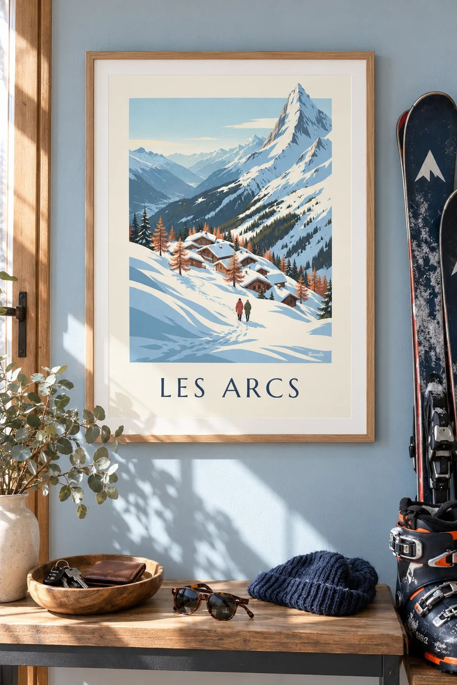 Poster Les Arcs, panorama over de Tarentaise : ingelijst aan de muur