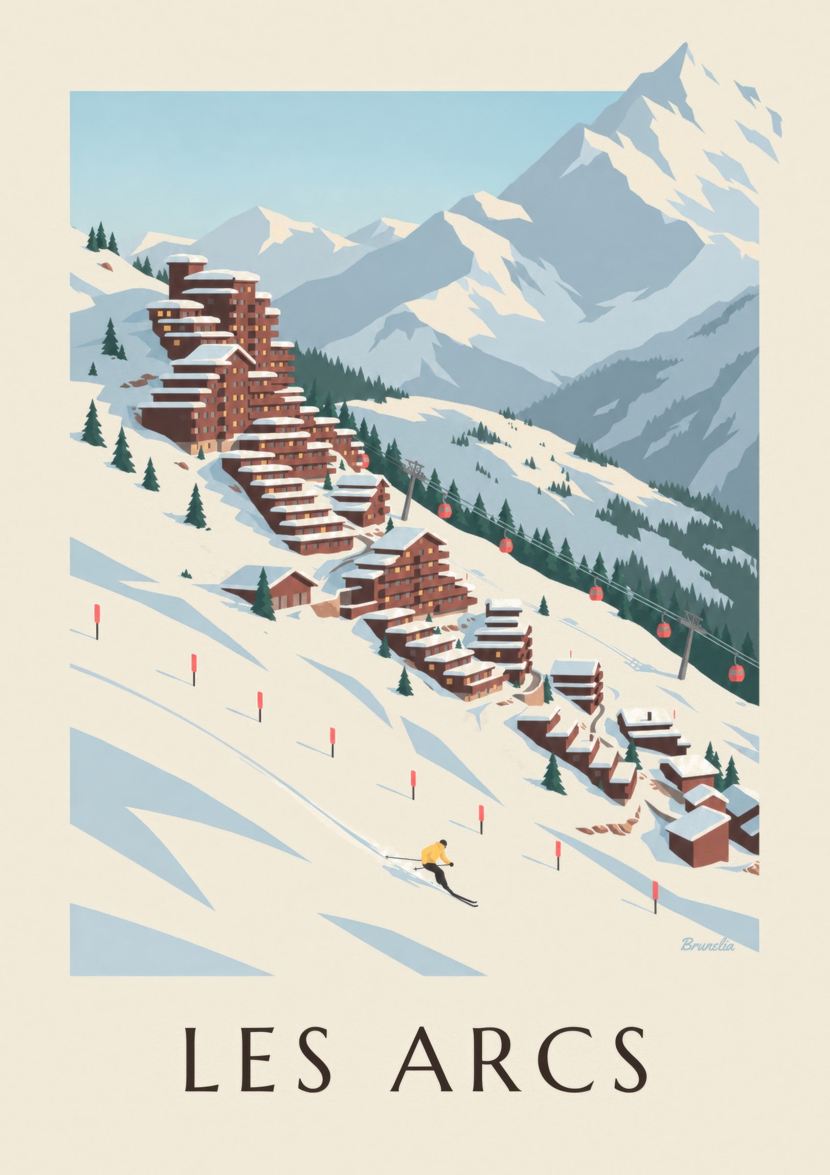 Poster Les Arcs, Arc 2000 in terrasvorm: detail in close-up