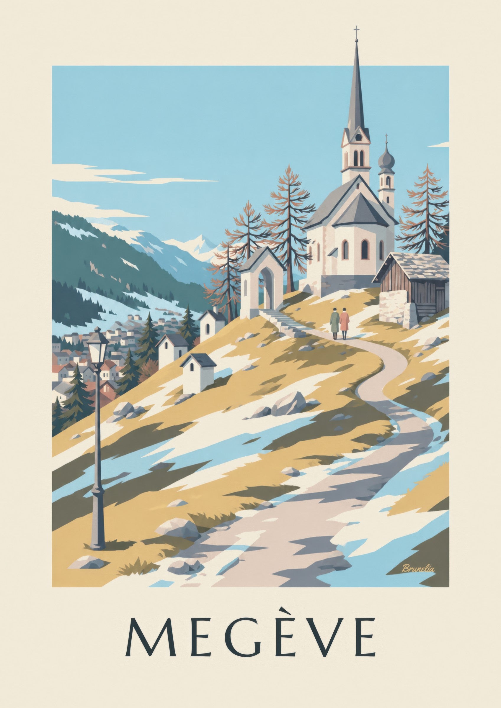 Poster Megève, kapellen van Calvaire: detail in close-up