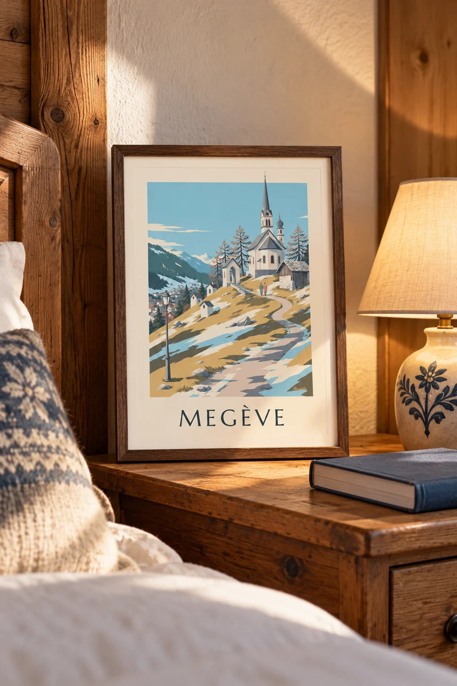 Affiche Megève, chapelles du Calvaire : petit format A4 encadré