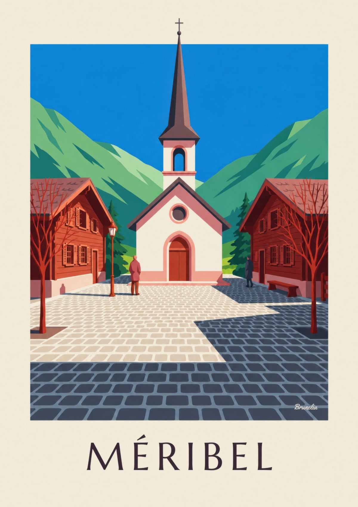 Poster Méribel, roze kapel