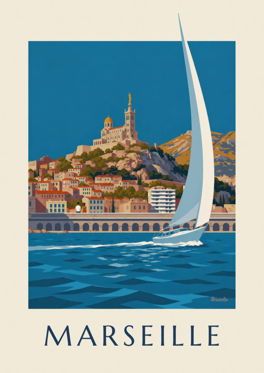Poster van Notre-Dame-de-la-Garde vanaf zee