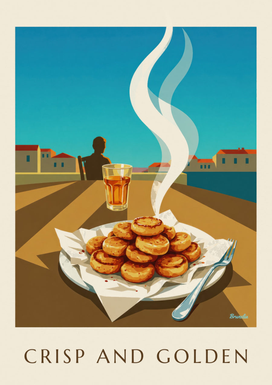 Poster goudbruine panisses uit Marseille