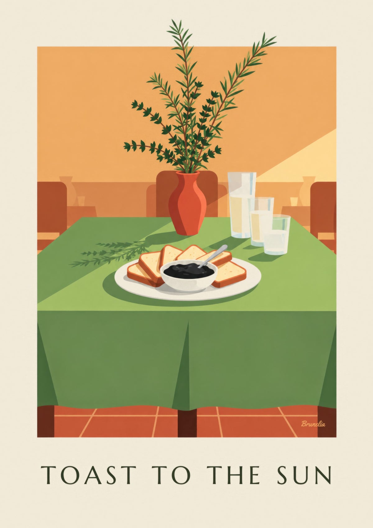 Poster met zwarte tapenade en toastjes voor bij de borrel