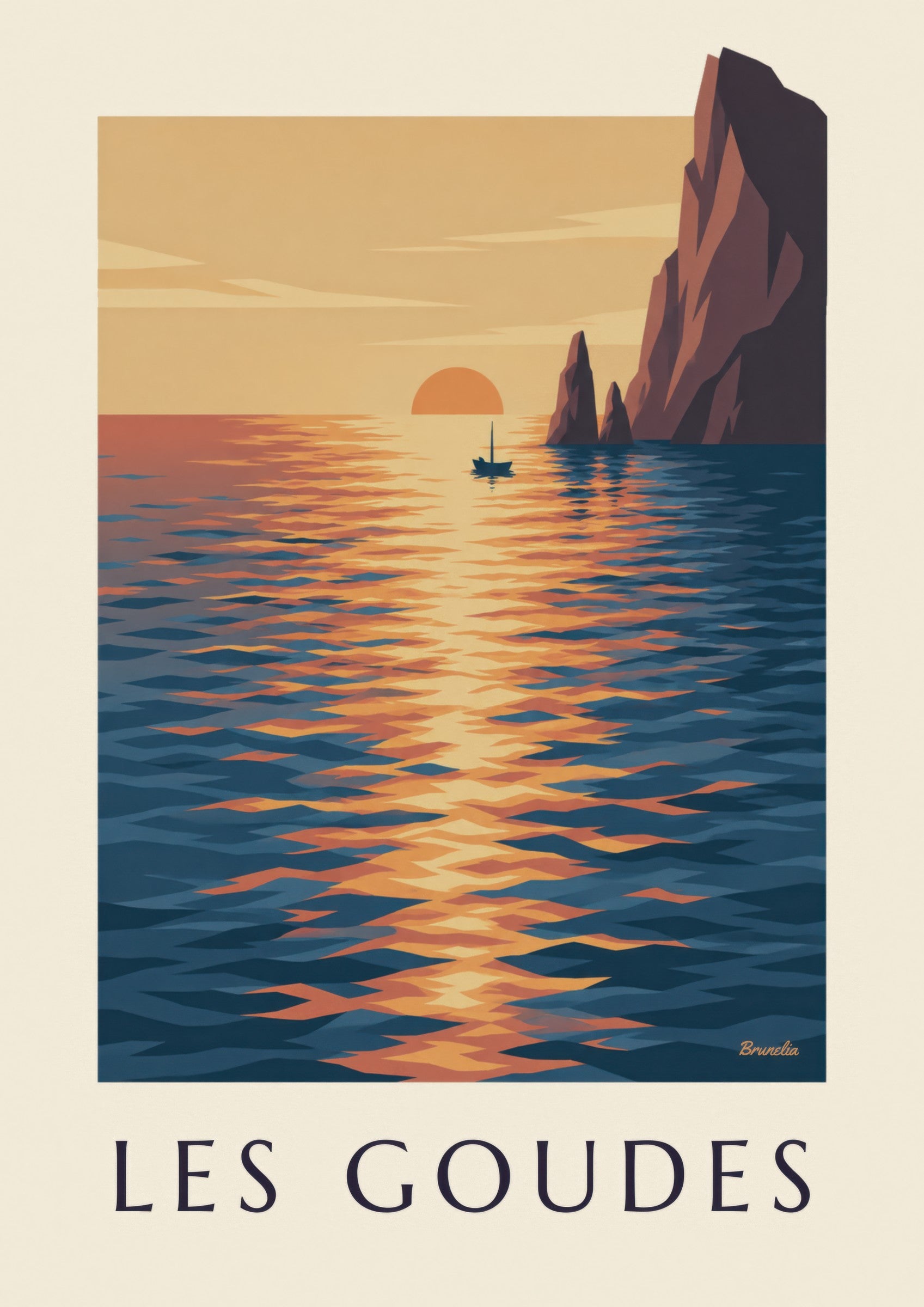Affiche coucher de soleil aux Goudes: detail in close-up