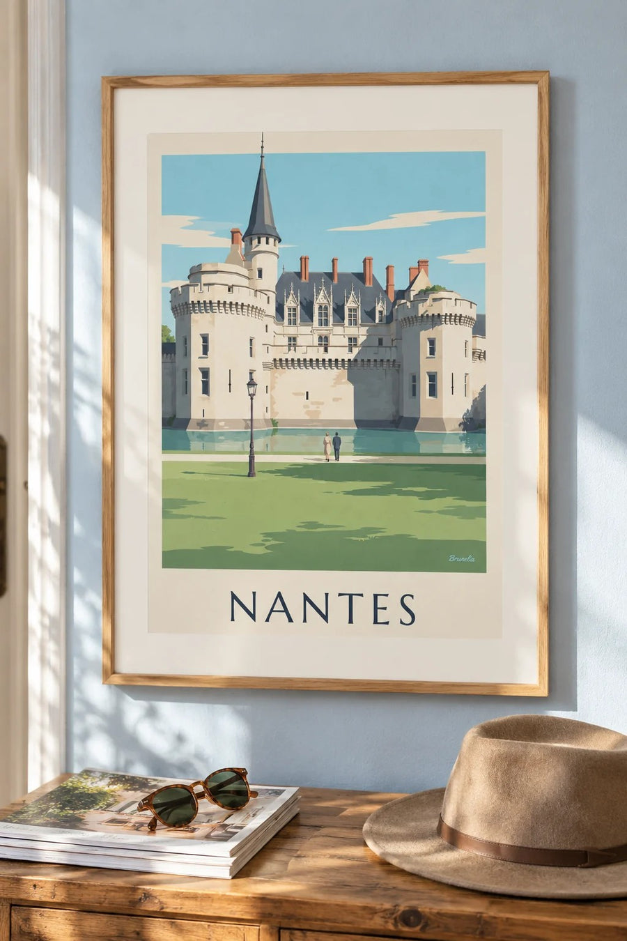 Poster van het Château des ducs de Bretagne in Nantes : ingelijst aan de muur