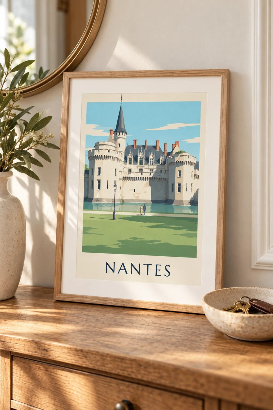 Poster van het Château des ducs de Bretagne in Nantes : klein A4-formaat, ingelijst