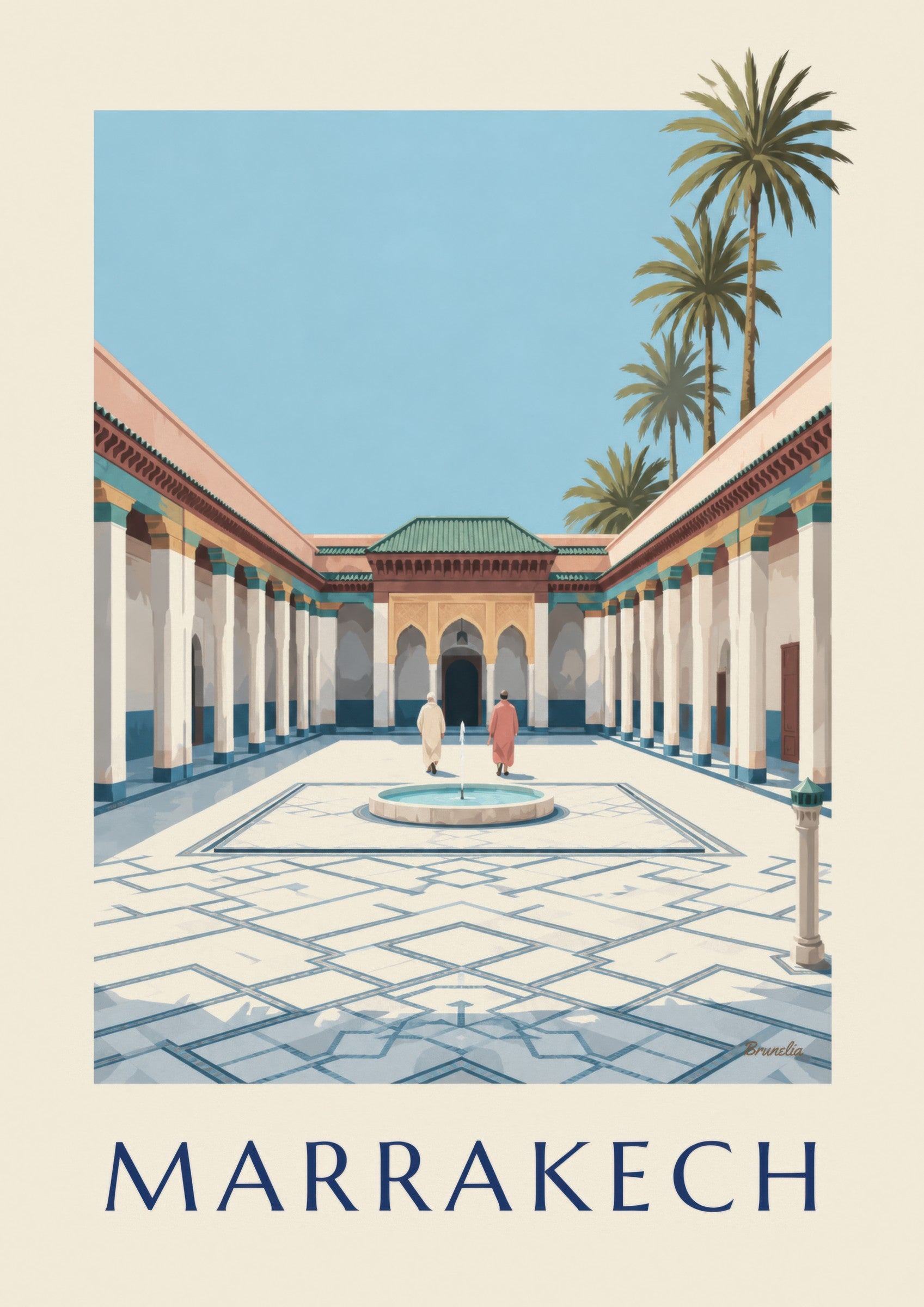 Poster van het Bahia-paleis in Marrakesh: detail in close-up